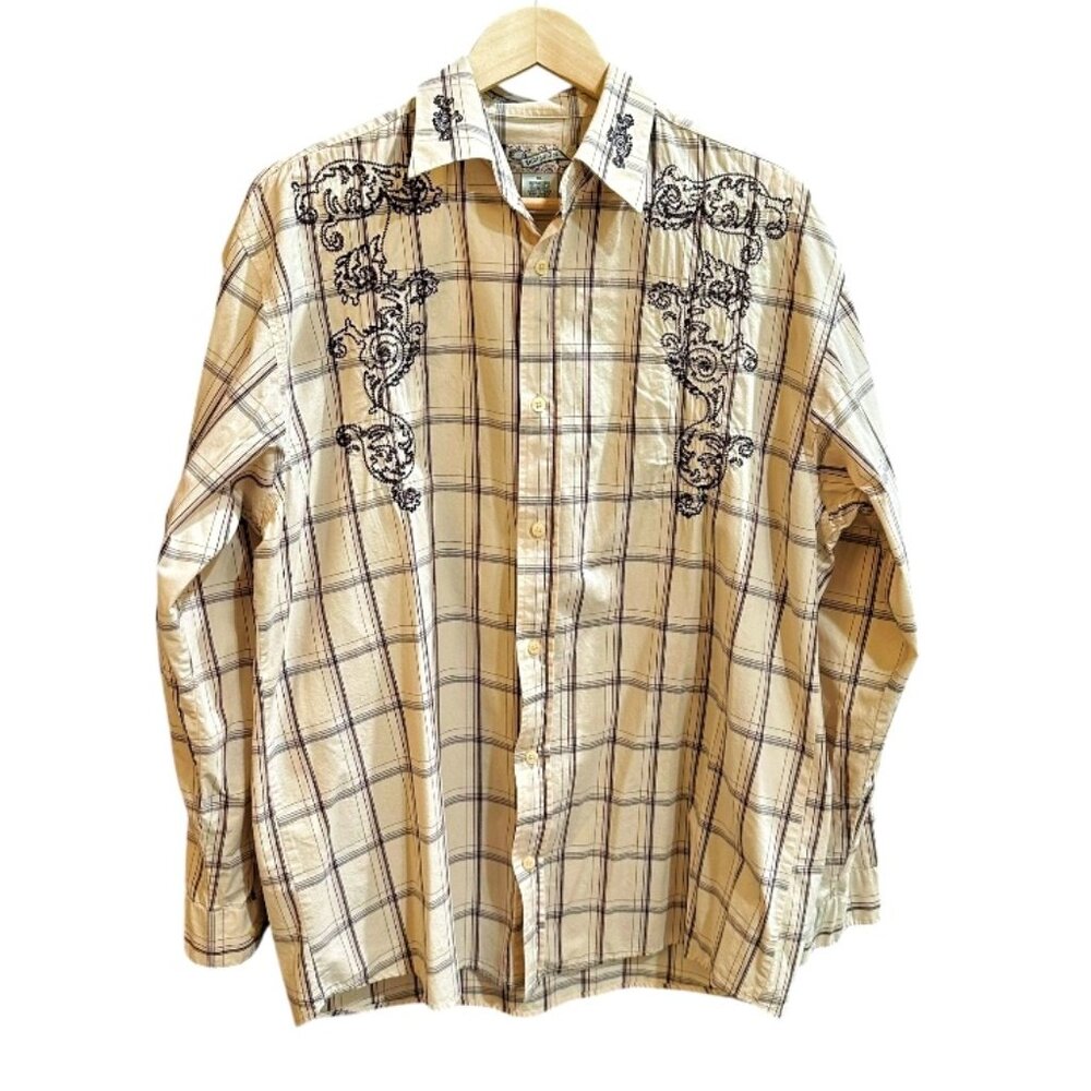 Indigo Joe Mens Western Embroidered Shirt Size XL Long Sleeve Button Down Cowboy